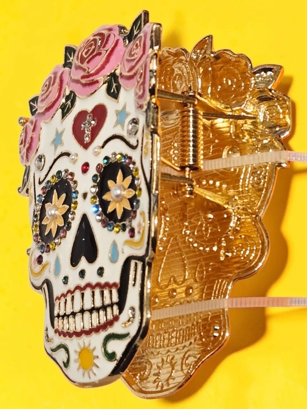 NEW Sugar Skull Metal Multicolor Hair Claw Clip Piper-K  New With Tags 3 Inches